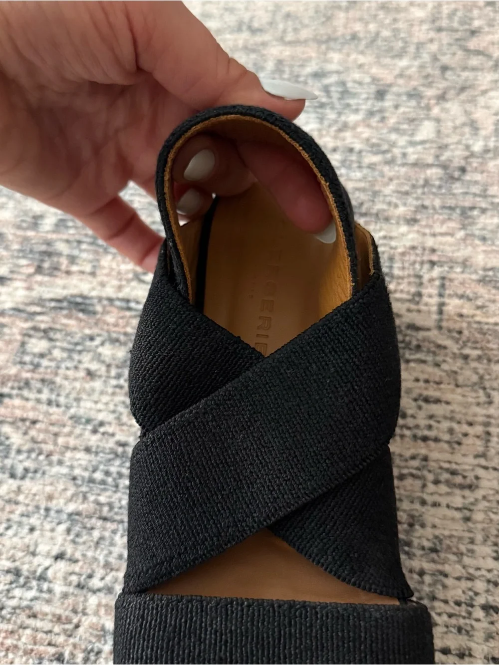 Robert Clergerie Black Wedge Sandals with Braided Gray Platform